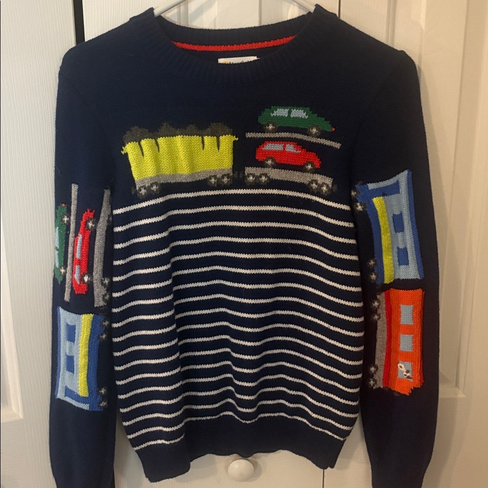 Mini Boden Navy Sweater with Red Accents